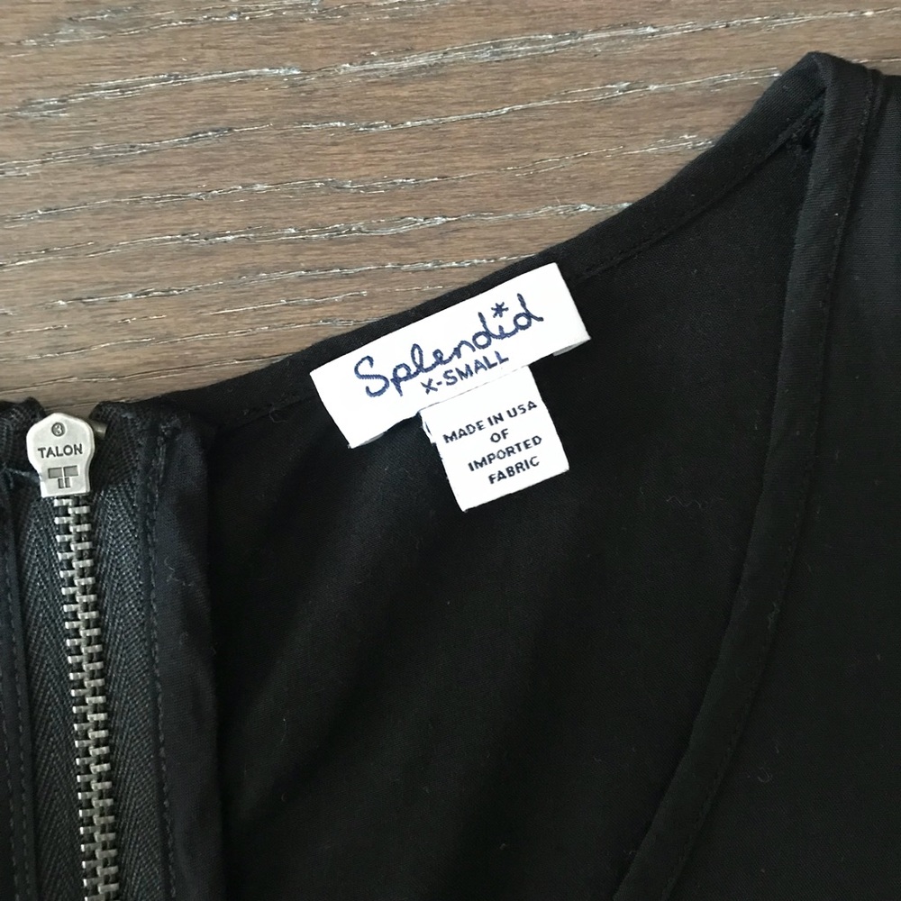 Splendid Black Dress with Leather Block Hem - Picture 2 of 6